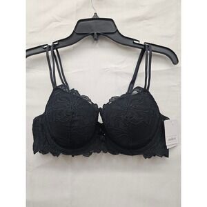 Auden Womens Lace Lightly Lined Demi Bra Black 36B Underwire 023124111 NWT